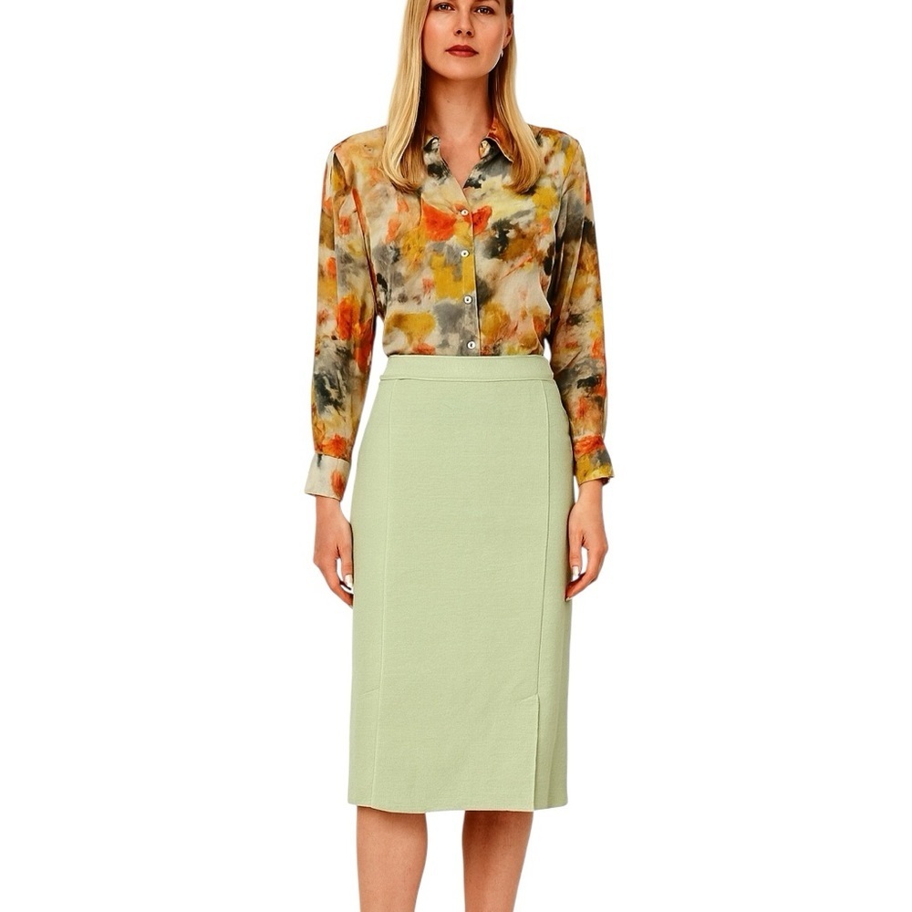 Gispa Italian Knit Midi Skirt L Minimalist Career Capsule Wardrobe Wool Blend